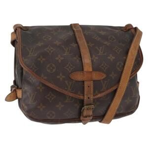 LOUIS VUITTON Monogram Saumur 30 Shoulder Bag M42256 LV Auth BA8124